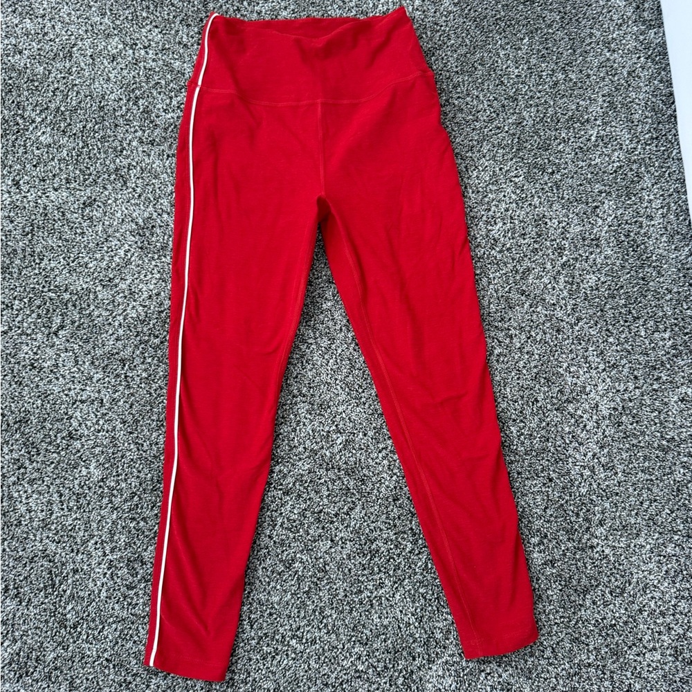 Beyond Yoga Bright Red Athletic Top with White Trim Size Medium